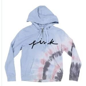 Victoria's Secret Pink Jacket Womens Size‎ XS Hoodie Tie Dye Hydrangea Blue Rare